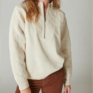 Lucky Brand Half Zip Cream Quilted Popover Sweater XS